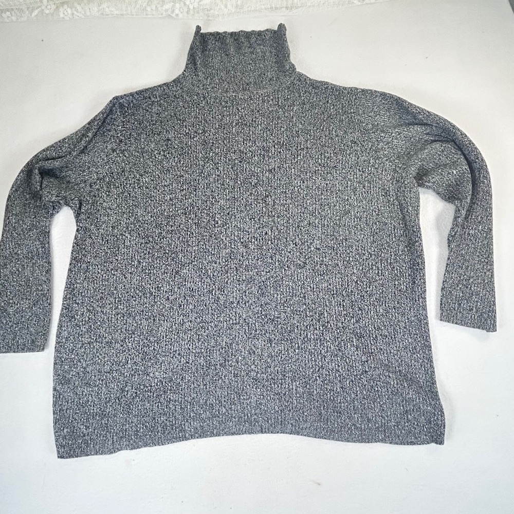 Liz Claiborne Woman Grey Marled Cotton Turtleneck Sweater Plus Size 1X‎
